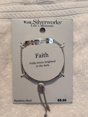 Belk Silverworks Faith Stainless Steel Inspirational Bracelet - Silver